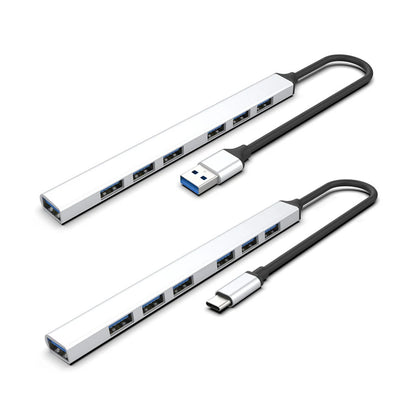 Portable USB3.0/Type-C Hub Adapter Aluminum Alloy USB3.0/Type-C High-speed Hub Expander for Laptop Computer Accessories