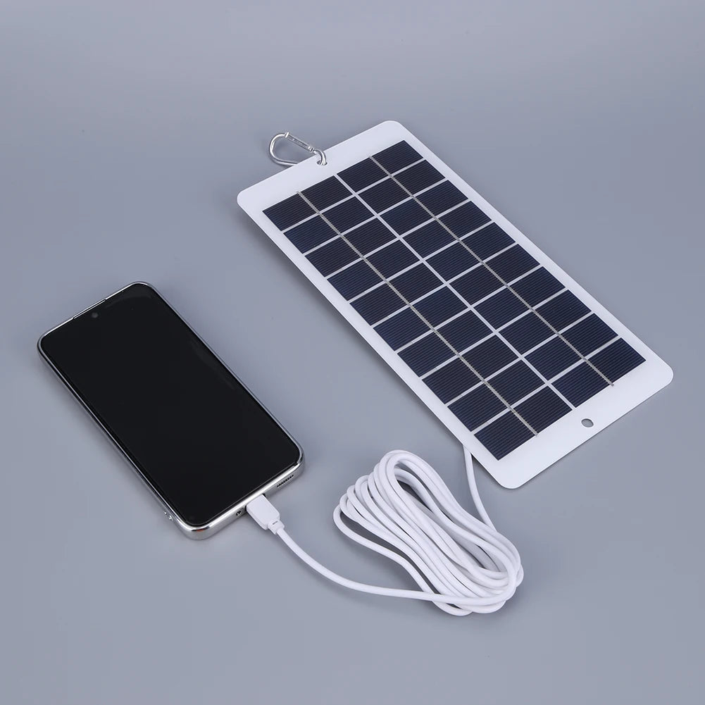 20W 5V Portable Solar Battery Charger Mobile Power Supply Outdoor Solar Panels Lightweight Courtyard Lighting With 3-meter Cable