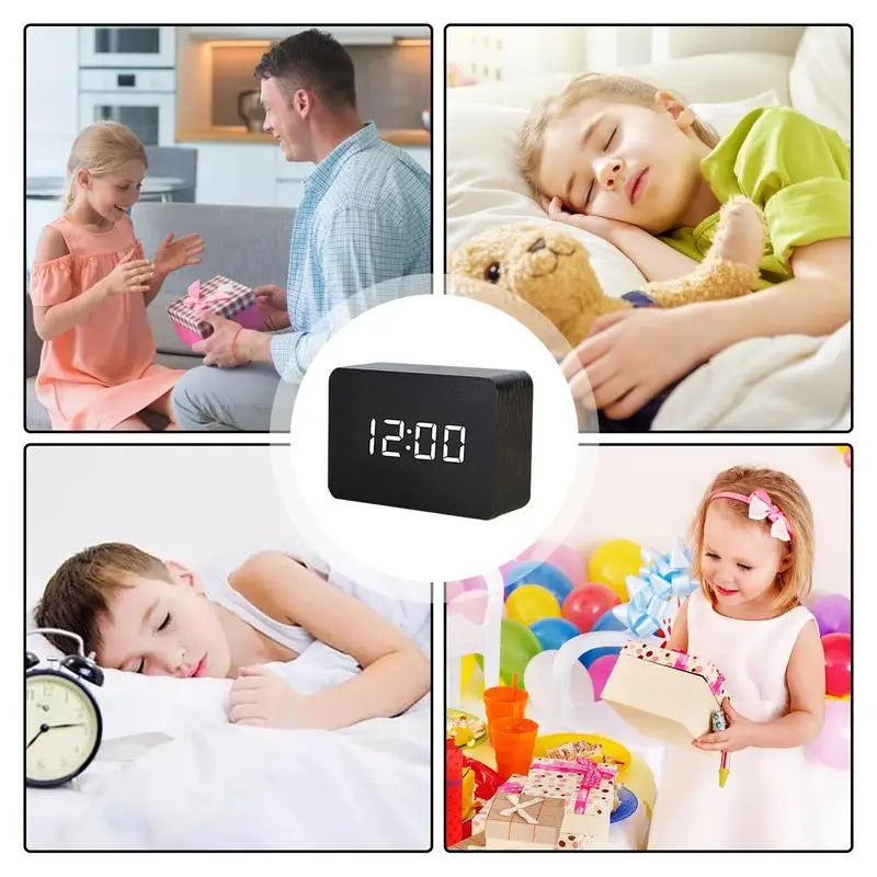 Wooden LED electrical Digital Alarm Clocks For Bedrooms Electric Bedside Clock Loud Alarm Clock supplies for bedroom beside