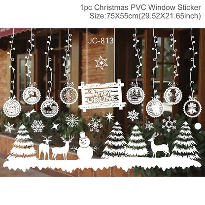 Christmas Window Stickers Christmas Wall Sticker Kids Room New Year Decoration 2025