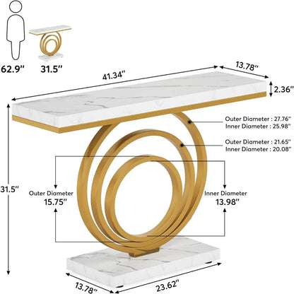 41-Inch Gold Entryway Table, Modern Console Table Narrow Long, Contemporary Accent Table for Living Room, Hallway, Entrance