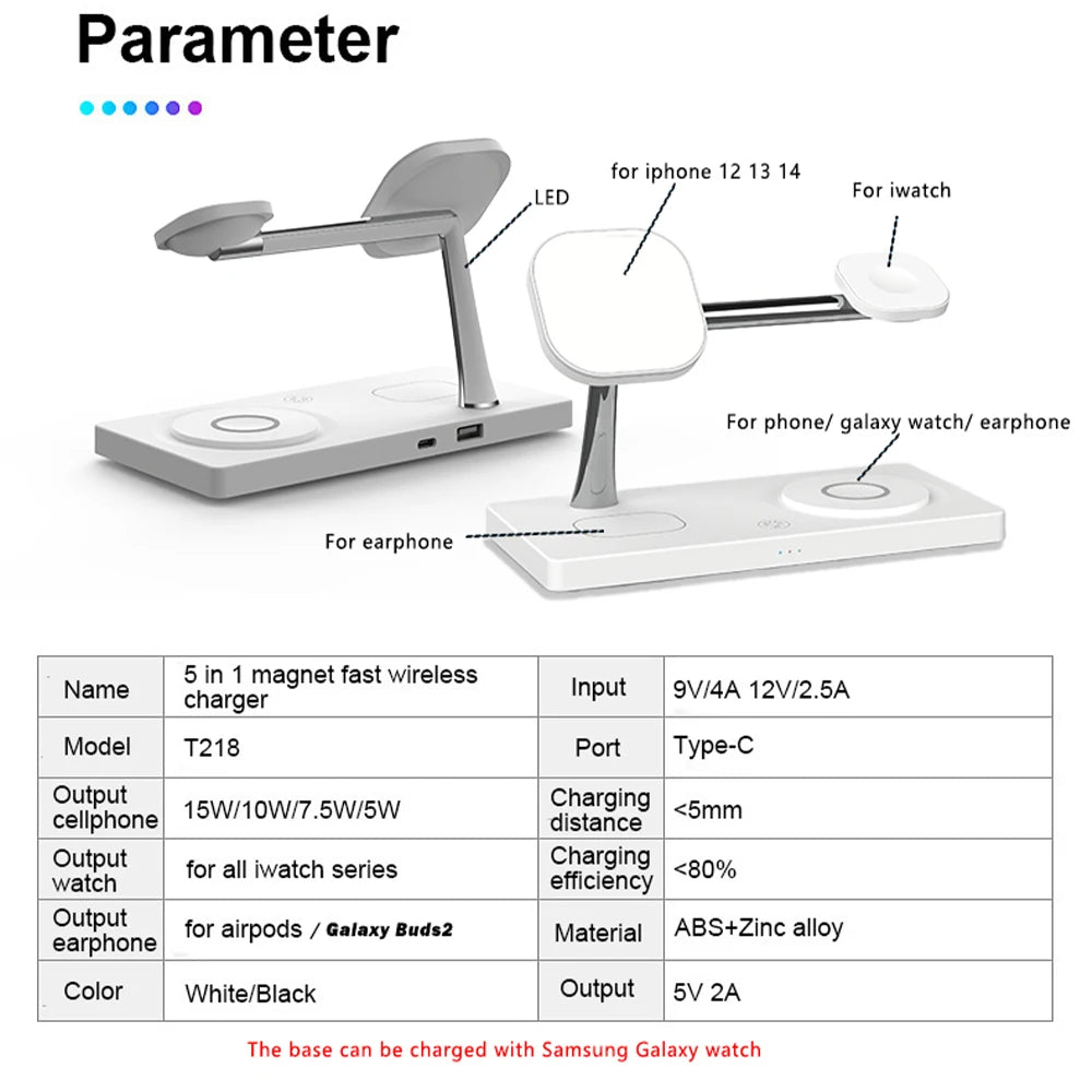 4 in 1 Magnetic Wireless Chargers For iPhone 15 14 13 12  Fast Charging station For Apple Watch 9 8 7 6 5 4 AirPods