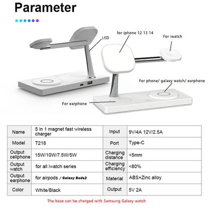 4 in 1 Magnetic Wireless Chargers For iPhone 15 14 13 12  Fast Charging station For Apple Watch 9 8 7 6 5 4 AirPods