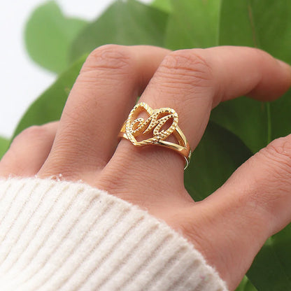 Handmade Jewelry Custom Initial Heart Ring Gold Plated Personalized A-Z Letter Ring Gift For Wife Alphabet Anillos Friendship