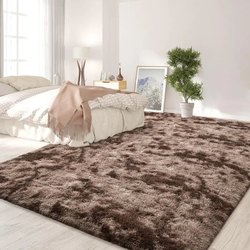 Feet Large Area Rugs, Tie-Dyed Light Grey Shaggy Rug Fluffy Throw Carpets, Ultra Soft Plush Modern Indoor Fuzzy Rugs