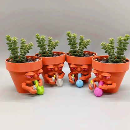 Mini Small Size Creative Flower Pot Face Shape Pot Holding Pipe Succulents Planter Personalized Flowerpot Interior Home Decor