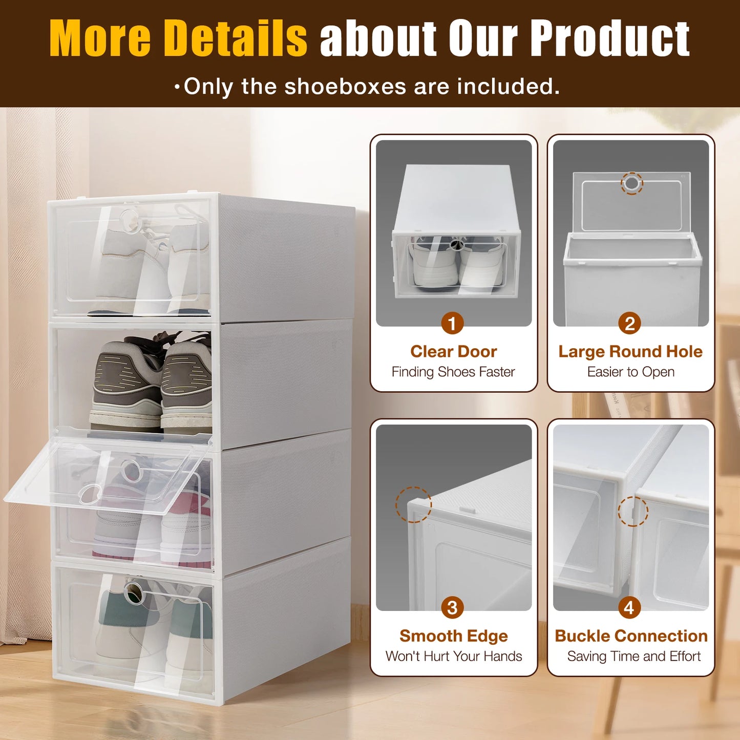 24pcs Shoe Box Set Foldable Storage Plastic Clear Home Organizer Shoe Rack Stack Cabinet rangement chaussures