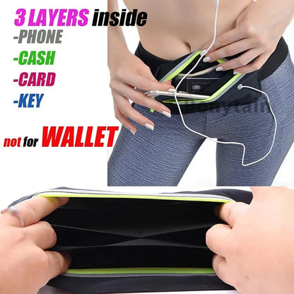 Outdoor fitness ultra-thin mobile phone waist bag elastic sports running bag waterproof close-fitting coin card holder belt bag