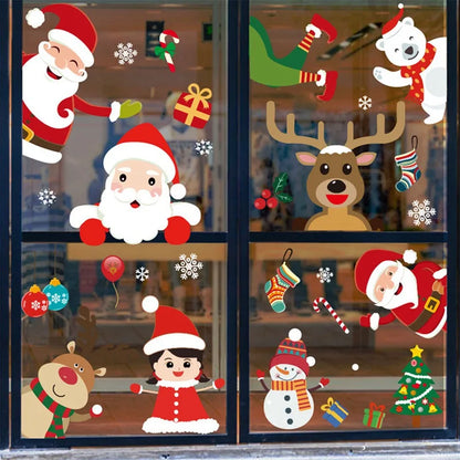 Christmas Window Stickers Christmas Wall Sticker Kids Room New Year Decoration 2025