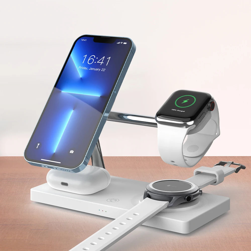 4 in 1 Qi Wireless Charger Stand For iPhone 14 13 12 Samsung Fast Charging Station for iWatch Galaxy Watch 5 4 3 Airpods Pro 2 3