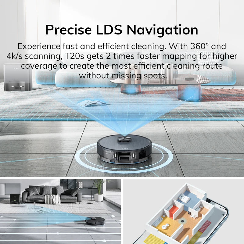 ILIFE T20S LDS Robot Vacuum Cleaner,5000 Pa,Auto Empty Dock 60 Days Hands off Cleaning Vacuum And Mopping Wet / Dry Sweeping