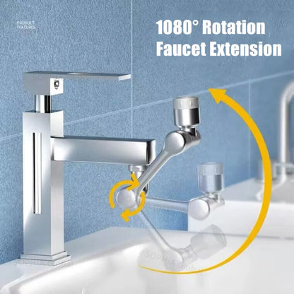 Stainless Steel 1080 Universal Rotation Faucet Robotic Arm Metal Swivel Extension Faucet Aerator Kitchen Sink Tap Splash Nozzle