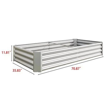 Planter Raised Garden Bed Outdoor, Large Heavy Metal  Box Steel Kit for Vegetables Flowers Herb, Silver Garden Supplies