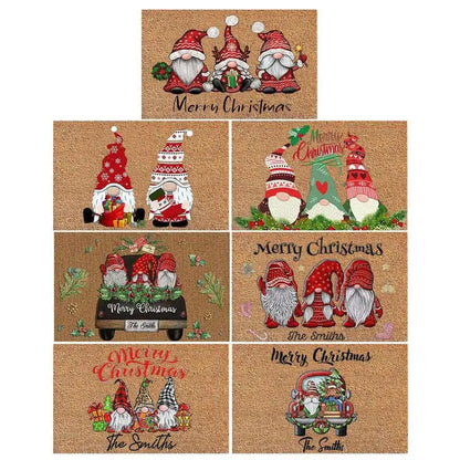 Christmas Door Mat Non-slip Gnome Welcome Entryway Floor Rug Home Festive Atmosphere Floor Decoration for Indoor Outdoor