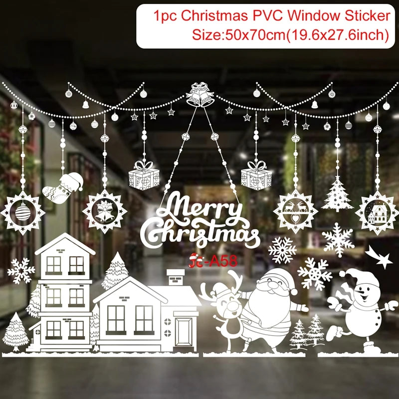 Christmas Window Stickers Christmas Wall Sticker Kids Room New Year Decoration 2025