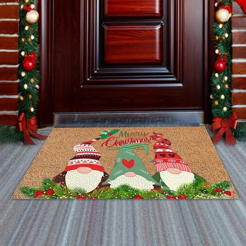 Gnome Dwarf Christmas Doormat Welcome Sign Carpet Front Porch Rug Santa Claus Door Mat Christmas Home Decorations 40x60x0.7cm