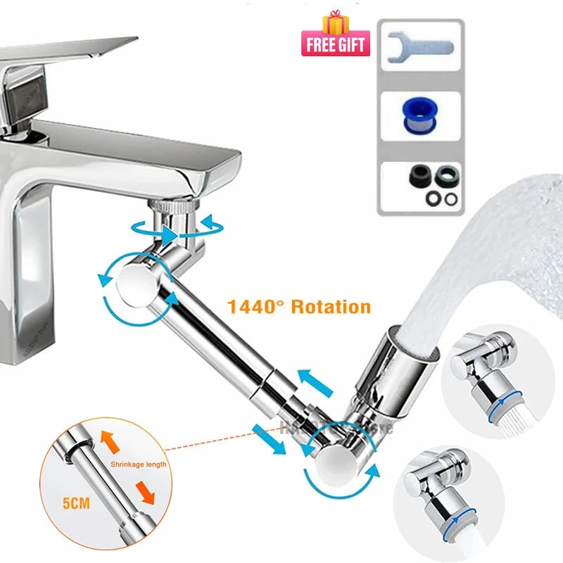 Retractable Universal 1440 °Swivel Robotic Arm with 2 Water Flow Mode