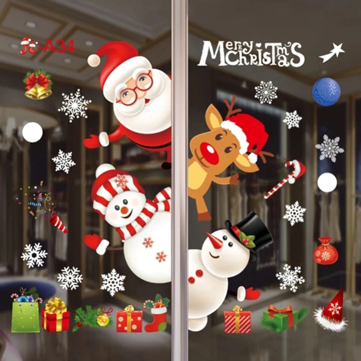 Christmas Window Stickers Christmas Wall Sticker Kids Room New Year Decoration 2025