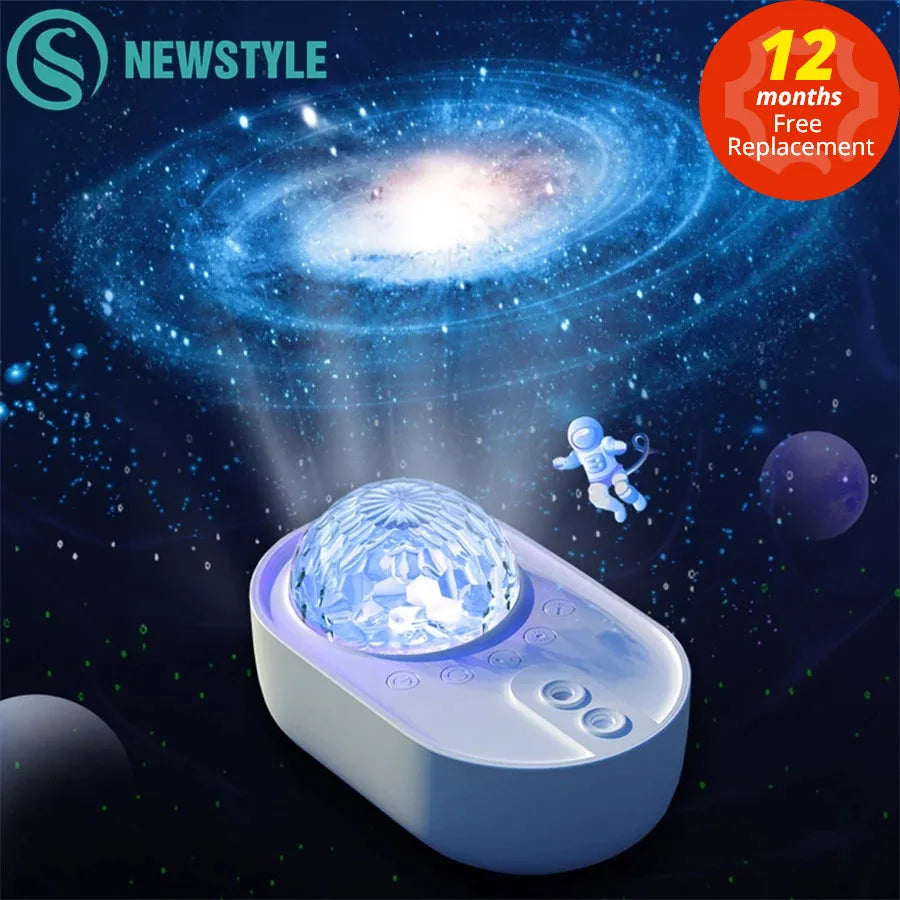 Starry Sky Projector Night Light Spaceship Lamp Galaxy LED Projection Lamp Bluetooth Speaker For Kids Bedroom Home Party Decor