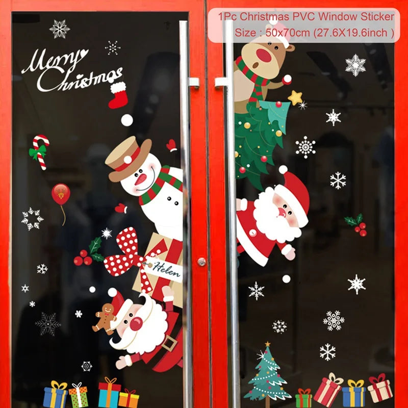 Christmas Window Stickers Christmas Wall Sticker Kids Room New Year Decoration 2025