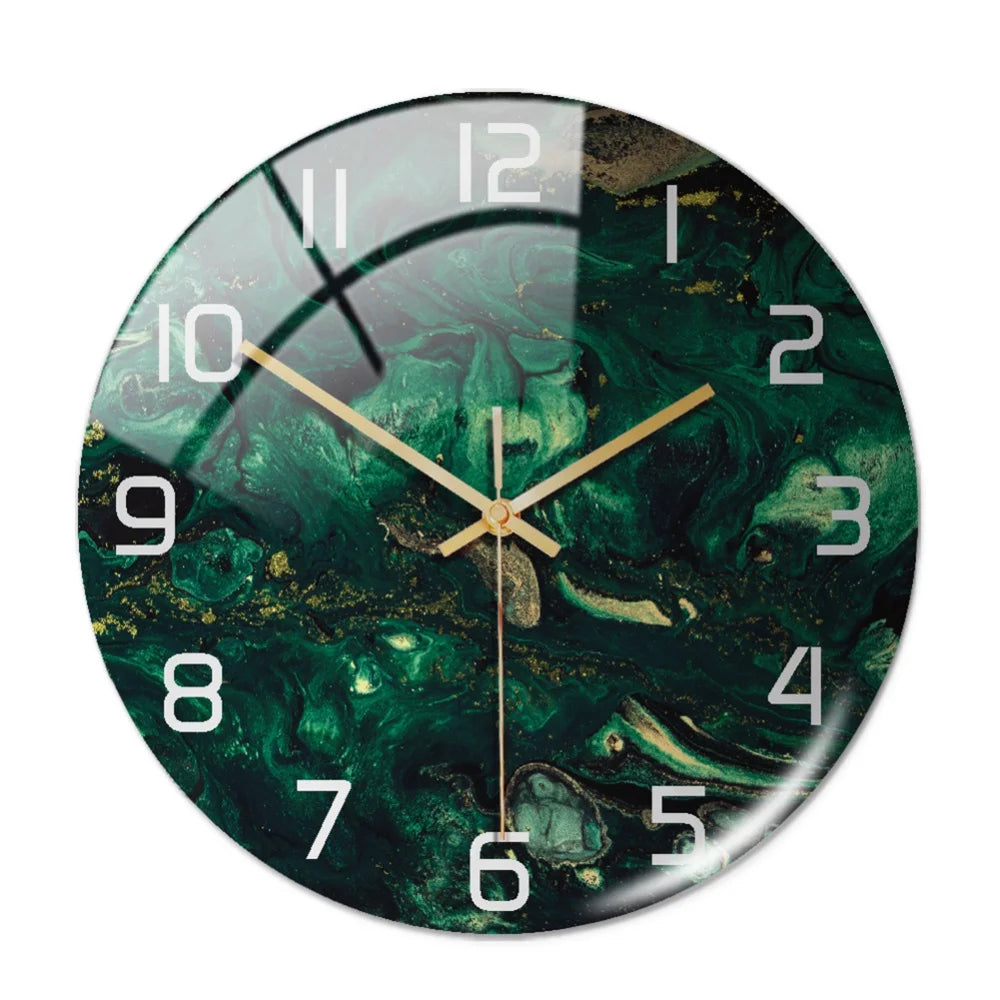 3D Acrylic Black Gold Marble Pattern Wall Adhesive Clock Metal Needle Silent Clock Mechanism Modern Living Room Home Decoration