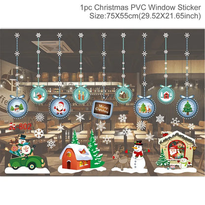 Christmas Window Stickers Christmas Wall Sticker Kids Room New Year Decoration 2025