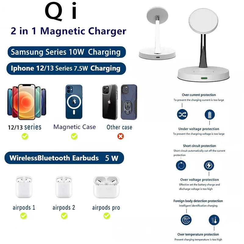 3 in 1 Qi Fast Wireless Charger Stand For iPhone 14 13 12 Apple Watch 4 in 1 Charging Station for Airpods Pro iWatch With light