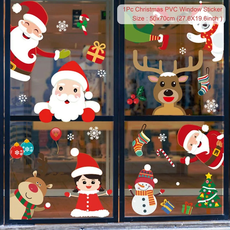 Christmas Window Stickers Christmas Wall Sticker Kids Room New Year Decoration 2025