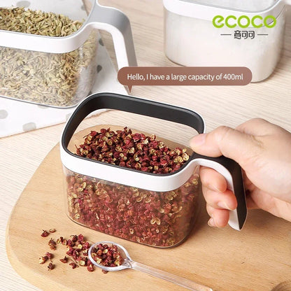 ECOCO Wall Mounted Seasoning Box, Spice Storage Rack, Seasoning Organizer, Kitchen Accessories, Salt Jar Shaker, Pepper Container