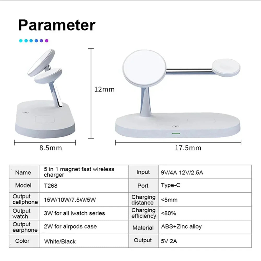 3 in 1 macsafe Magnetic Wireless Charger Stand for iPhone 15 14 13 Pro Max Apple Watch 8 7 Airpods Pro 2 3 Fast Charging Station