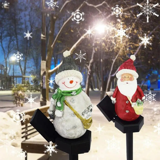 Waterproof Christmas Solar Light Stake With Santa Snowman Design Outdoor Christmas Light Decoration Holiday Waterproof