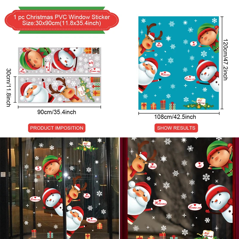 Christmas Window Stickers Christmas Wall Sticker Kids Room New Year Decoration 2025