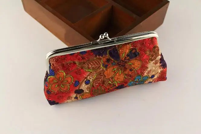 New Women's Coin Purse Cotton Embroidery Flower Handbag Hasp Pouch Wallet Money Bag Carteira кошелек женский bolsa feminina