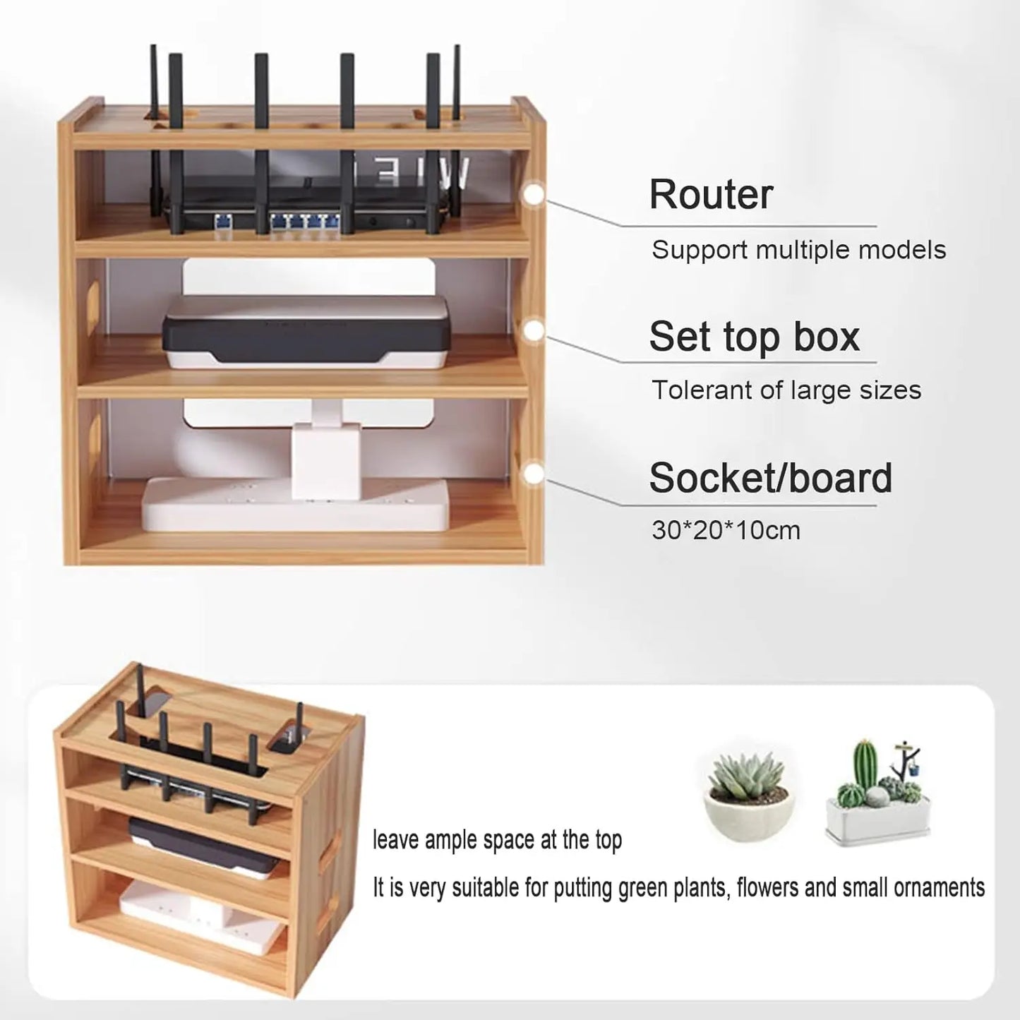 Wooden WiFi Router Storage Box/ Router Shelf