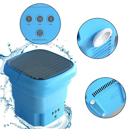 Portable Washing Machine Foldable Mini Washer With Drain Basket