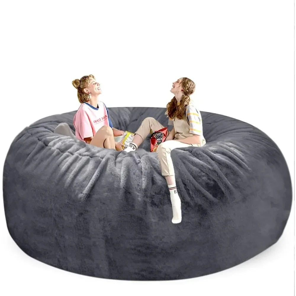 Convertible Sofa Living Room Bean Bag Chair Cover（Cover Only 6ft Dark Grey. Furniture Sofas Chairs Lazy Beanbags Home（No Filler)