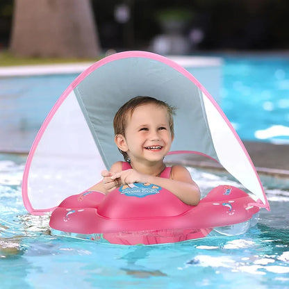 Baby Swimming Float With Canopy Inflatable Infant Ring