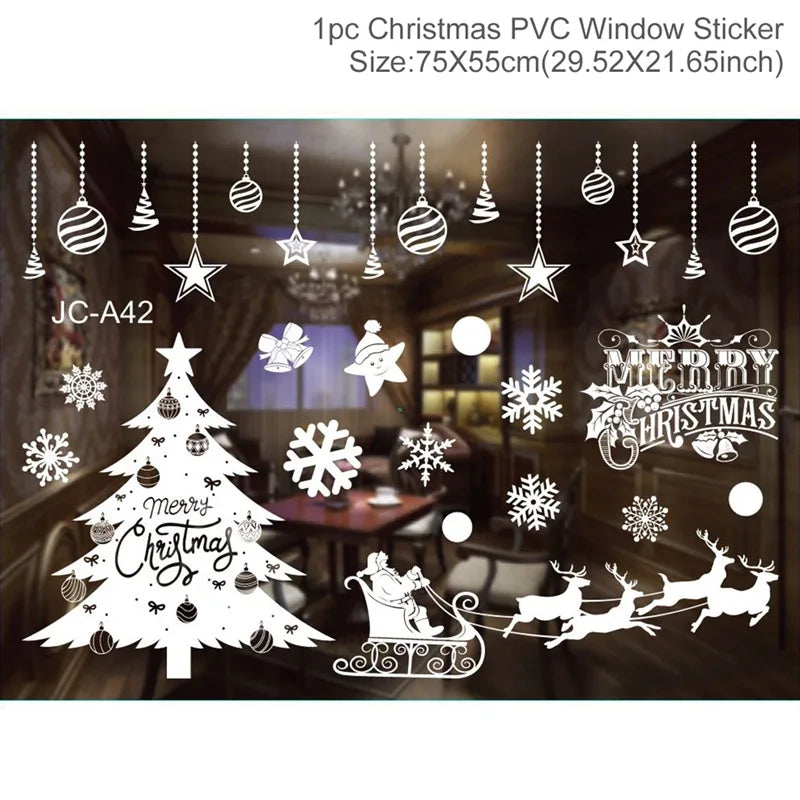 Christmas Window Stickers Christmas Wall Sticker Kids Room New Year Decoration 2025