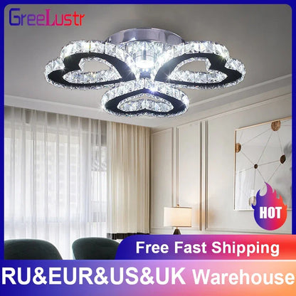 Modern Lustres K9 Crystal Chandelier Ceiling Lamps 3 Rings Stainless Steel Hanging Light Fixture 30W Led Pendant Lamp Home Decor