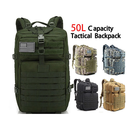 50L Large Tactical Backpack for Men Military Molle Waterproof Backpack Bug Out Bag Army Rucksack Backpack for Men Hunting Bag