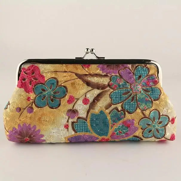 New Women's Coin Purse Cotton Embroidery Flower Handbag Hasp Pouch Wallet Money Bag Carteira кошелек женский bolsa feminina