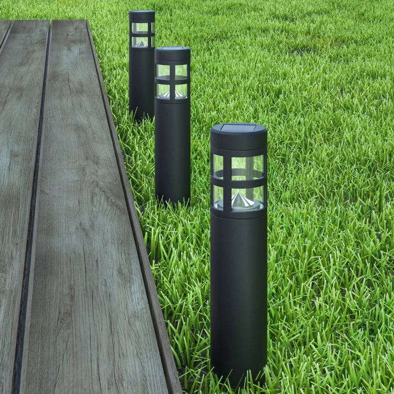 Pure Garden Solar- Set of 8 - 15.4” Outdoor Bollard Lights (Black)