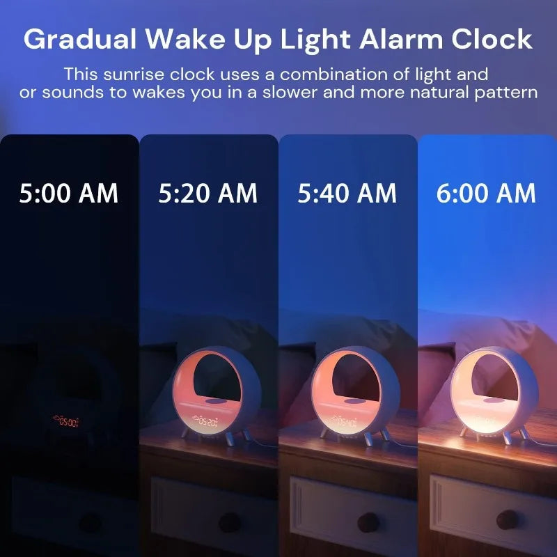 Sunrise Alarm Clock with Wireless Bluetooth Speaker White Noise Sleep Sound Machine with Night Light for Adults Touch/App