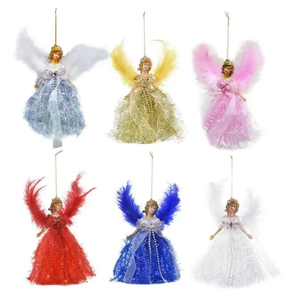 Christmas Tree Angel Topper With Wings Handmade Angel Doll Christmas Gifts For Indoor Christmas Tree Ornaments Festival Supplies