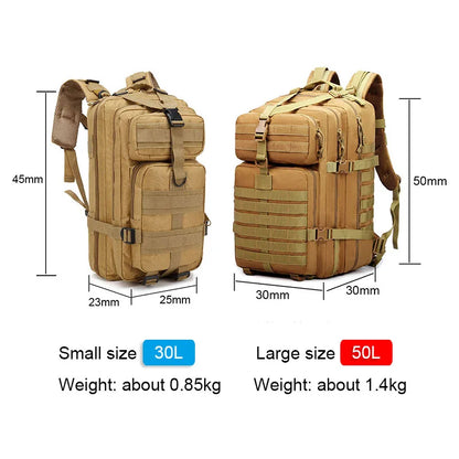 New 30L/50L Tactical Backpack 900D Nylon Waterproof Rucksacks Army Outdoor Sports Camping Hiking Trekking Hunting Bag