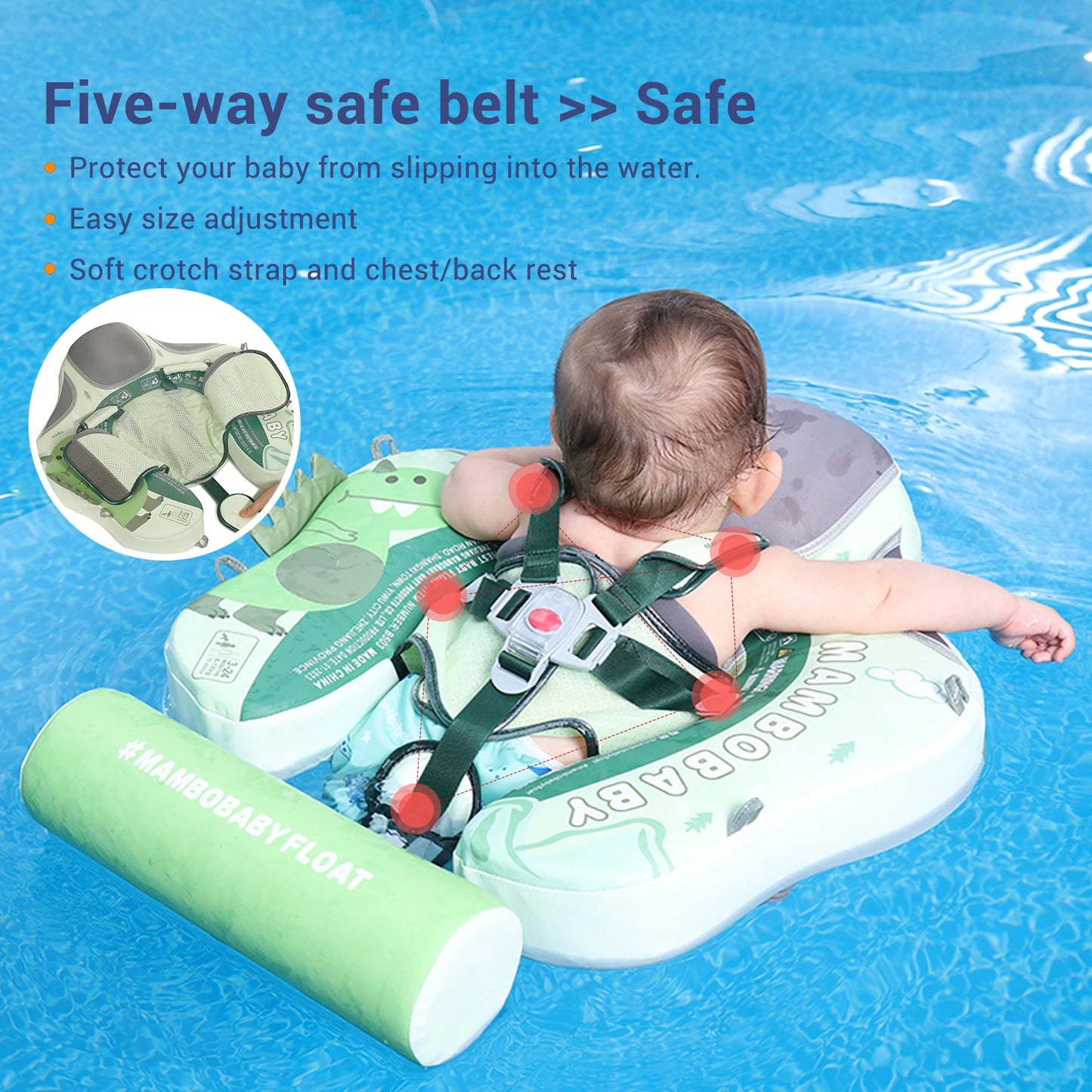 Mambobaby float VIP 1 Non-Inflatable Baby Floaty Smart Swim Trainer with Canopy