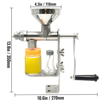 VEVOR Manual Oil Press Machine 304 Stainless Steel DIY Seed Nut Peanut Oil Expeller Extractor Household Kitchen Oil Extractor