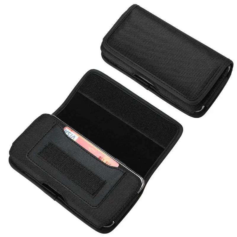 Vertical Nylon Cell Phone Belt Clip Holster Pouch Buckle Wallet Card Holder Case Cover For 4.0inch-6.7inch Phone