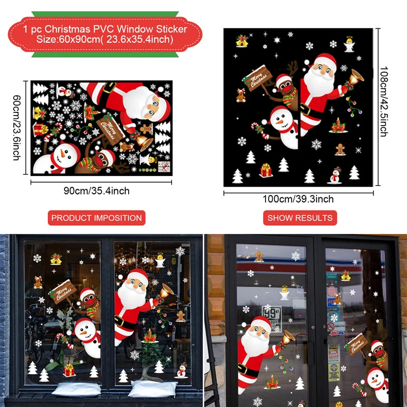 Christmas Window Stickers Christmas Wall Sticker Kids Room New Year Decoration 2025