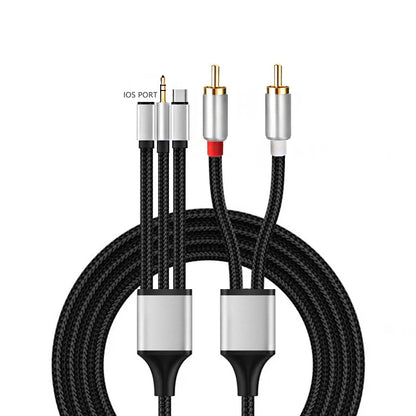 1/2/3m Type-C/for Lightings/3.5mm Male To 2RCA Cable Y Splitter USB C To 2 RCA Stereo Cable for Iphone/Android Phone Tablet